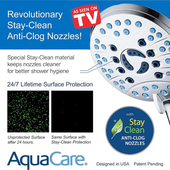 AquaCare High Pressure 8-mode Handheld Shower Head - Anti-clog Nozzles - Picture 4 of 14